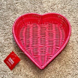 NWT Hobby Lobby Pink Heart-Shaped Wicker Basket.